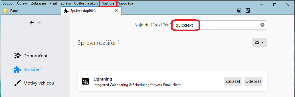 Thunderbird - šablona emailů